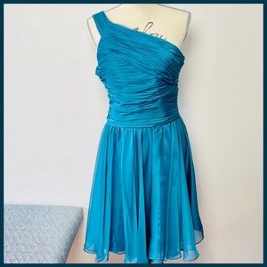 Halston Heritage One Shoulder Ruched Dress (10)